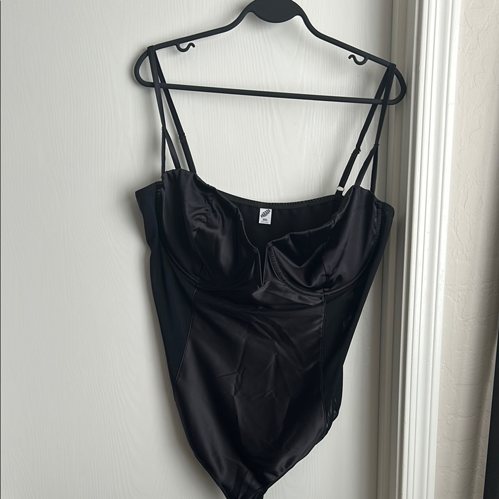 Black Satin Bodysuit